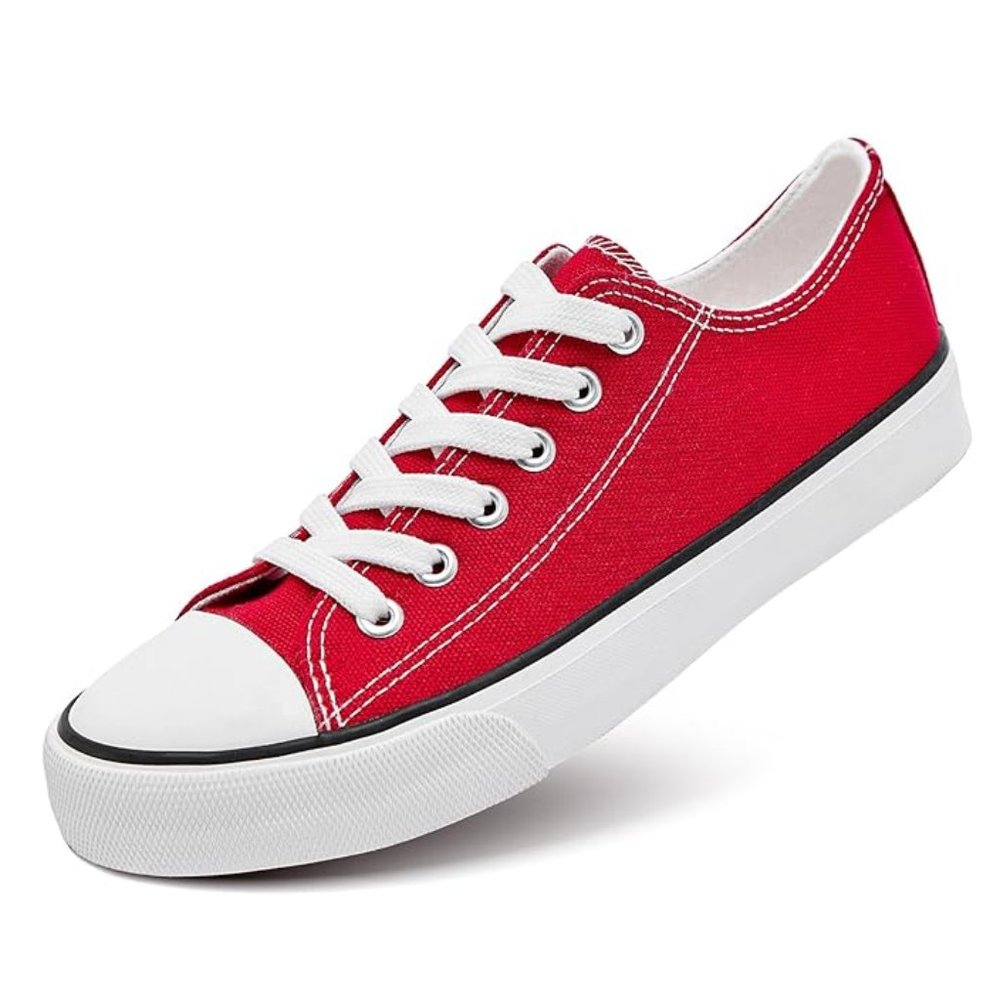 Womens Canvas Sneakers Low Top Lace Up New size 11 RED
